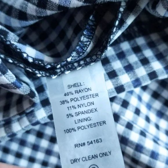 Calvin Klein Sheath Dress Super Stretchy Black & White Gingham Puffy Cap Sleeve - Picture 8 of 8